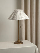 Lindi - Aged Brass And Scalloped Linen Table Lamp - Table Lamps Lights&Lamps Loom Collection Dubai