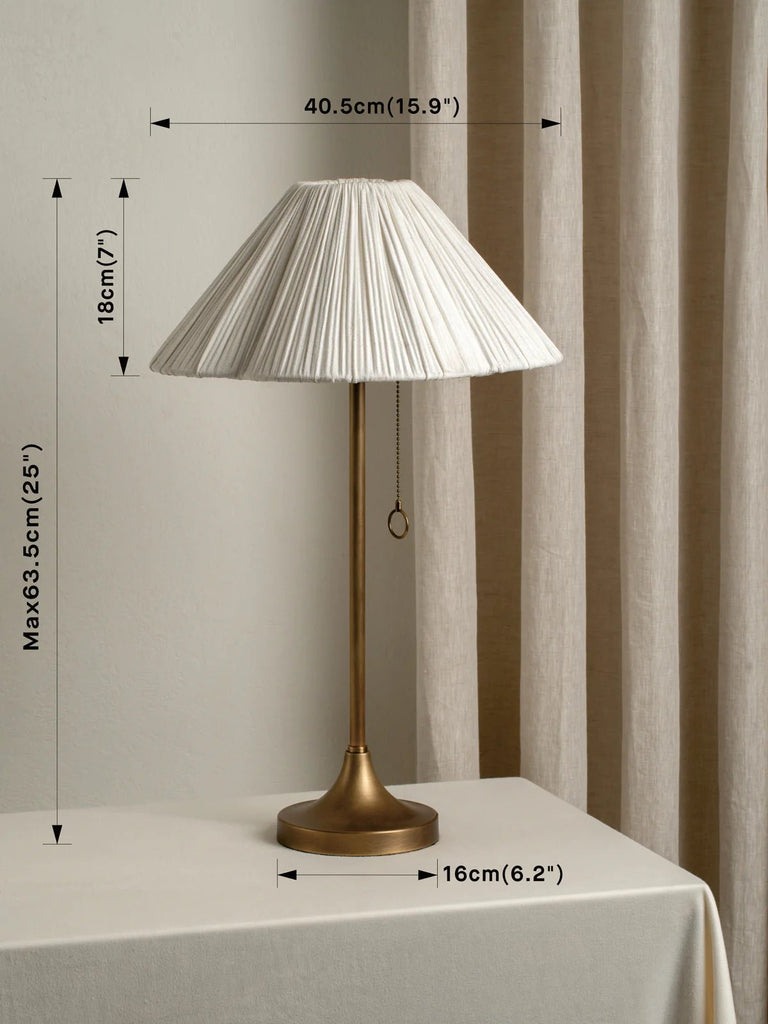 Lindi - Aged Brass And Scalloped Linen Table Lamp - Table Lamps Lights&Lamps Loom Collection Dubai