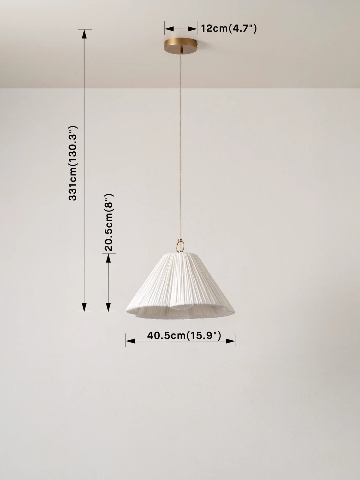 Lindi - Small Aged Brass And Linen Scalloped Pendant - Ceiling Lights Lights&Lamps Loom Collection Dubai