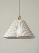 Lindi - Small Aged Brass And Linen Scalloped Pendant - Ceiling Lights Lights&Lamps Loom Collection Dubai