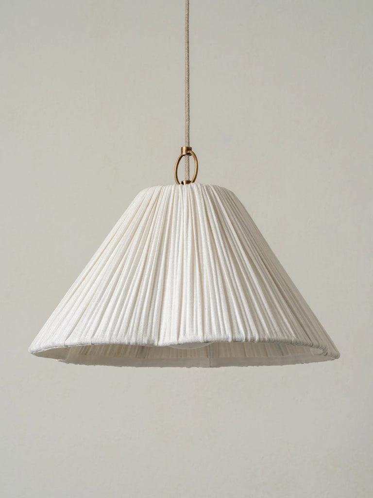 Lindi - Small Aged Brass And Linen Scalloped Pendant - Ceiling Lights Lights&Lamps Loom Collection Dubai