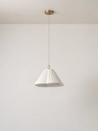 Lindi - Small Aged Brass And Linen Scalloped Pendant - Ceiling Lights Lights&Lamps Loom Collection Dubai