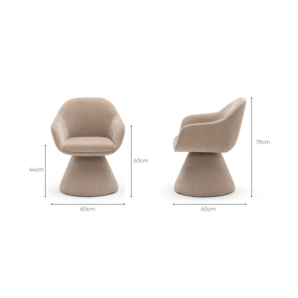 Louis Swivel Chair - Mushroom - Accent Chairs Loom Collection Loom Collection Dubai