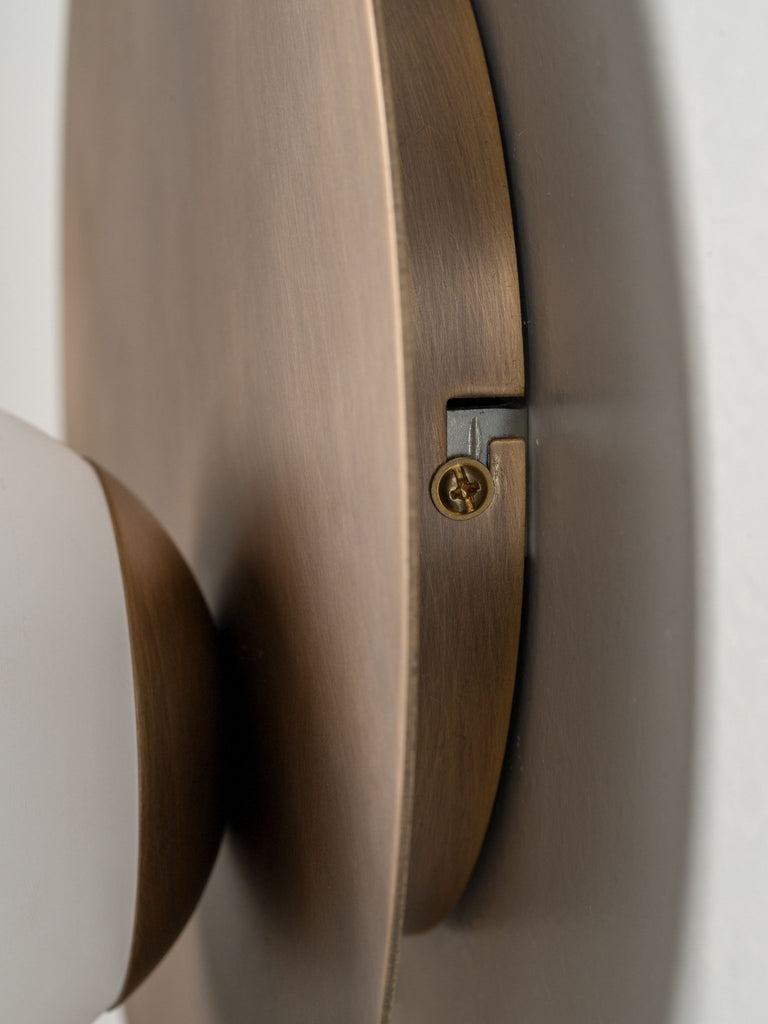 Luna - Aged Brass And Opal Disc Wall Light - Loom Collection