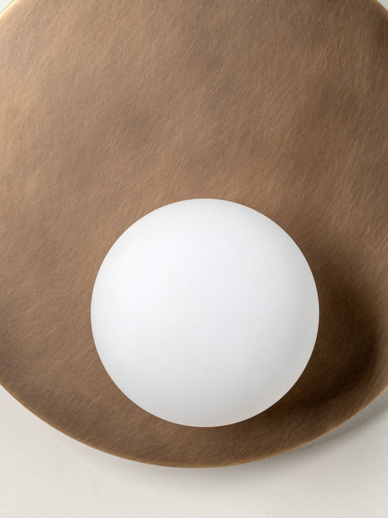 Luna - Aged Brass And Opal Disc Wall Light - Loom Collection