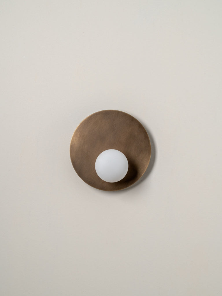 Luna - Aged Brass And Opal Disc Wall Light - Loom Collection