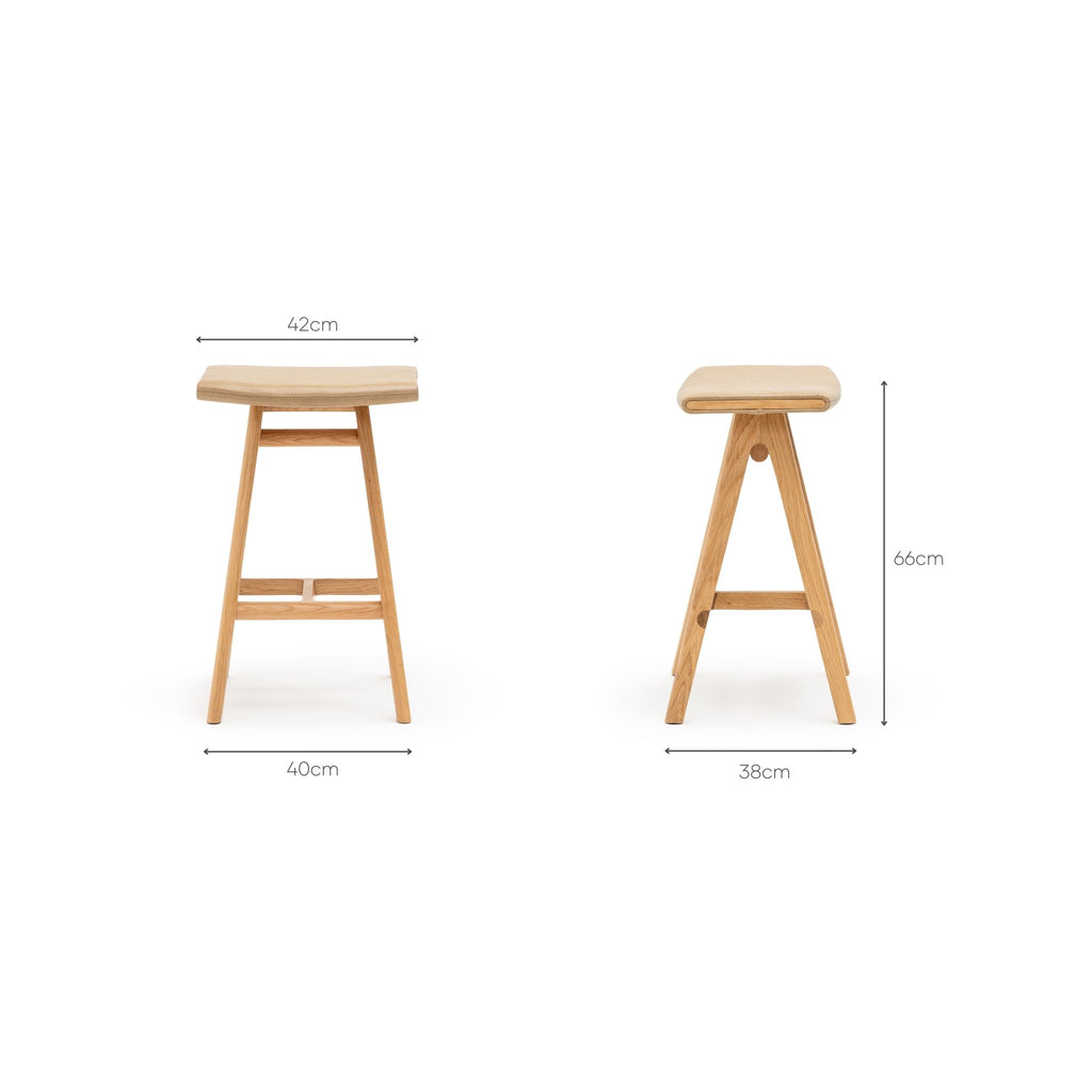 MA Counter Stool - Light Oak & Arena Leather - Loom Collection