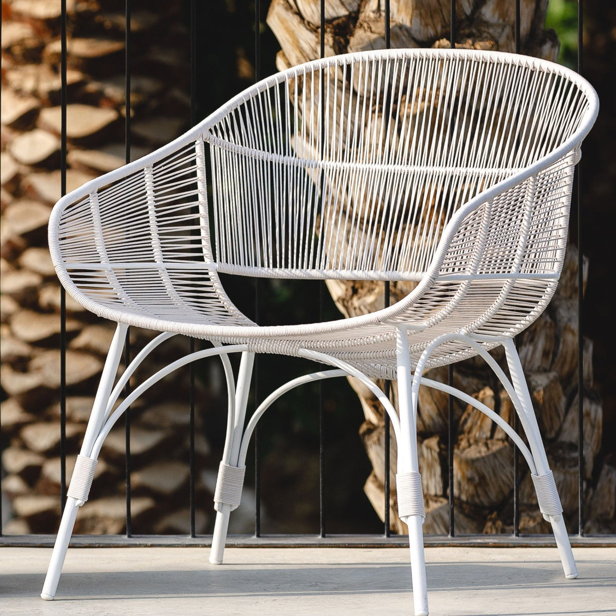 Marina Dining Armchair - Stonewhite & Chalk - Outdoor Dining chairs Loom Collection Loom Collection Dubai