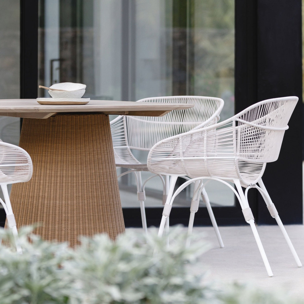 Marina Dining Armchair - Stonewhite & Chalk - Outdoor Dining chairs Loom Collection Loom Collection Dubai