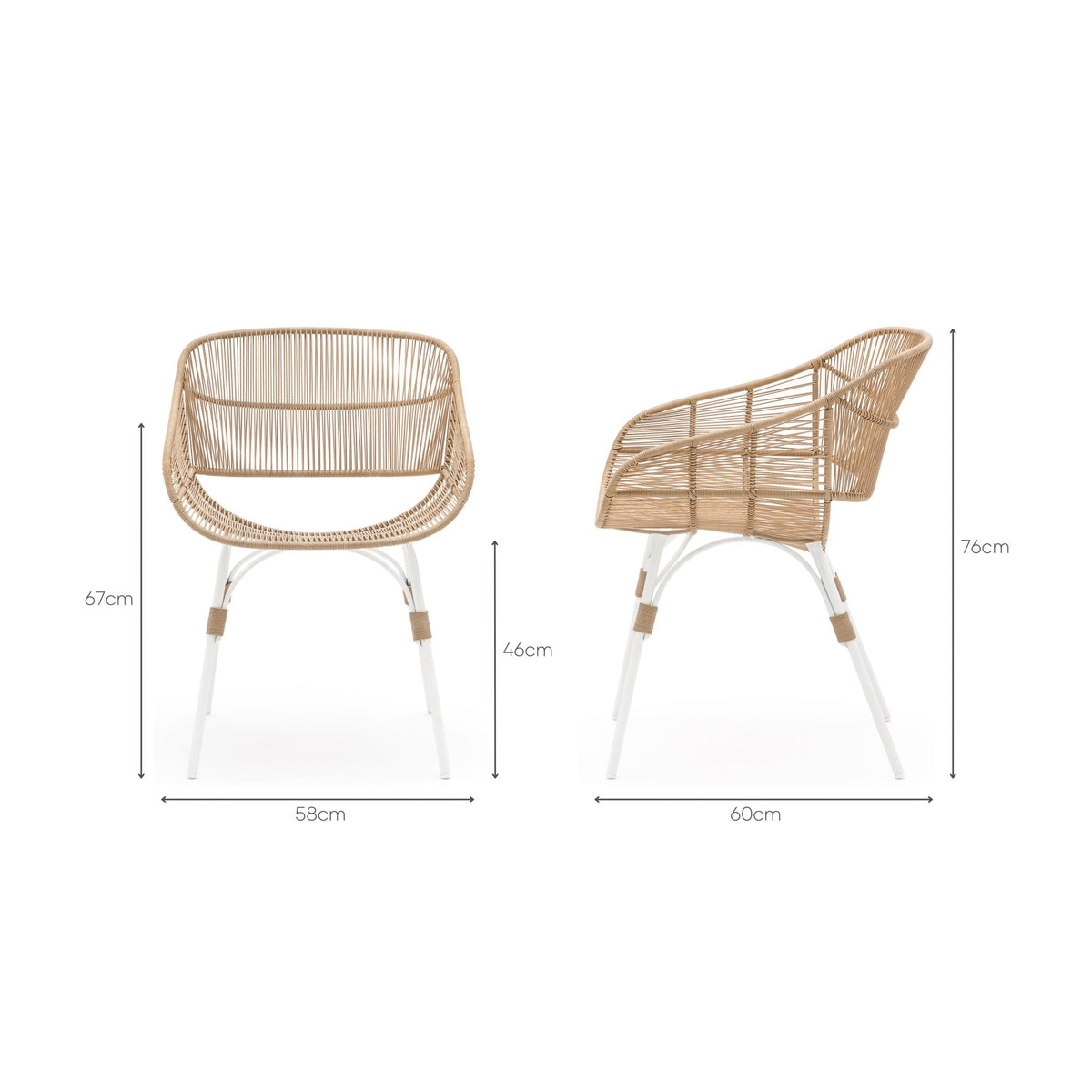 Marina Dining Armchair - Stonewhite & Natural