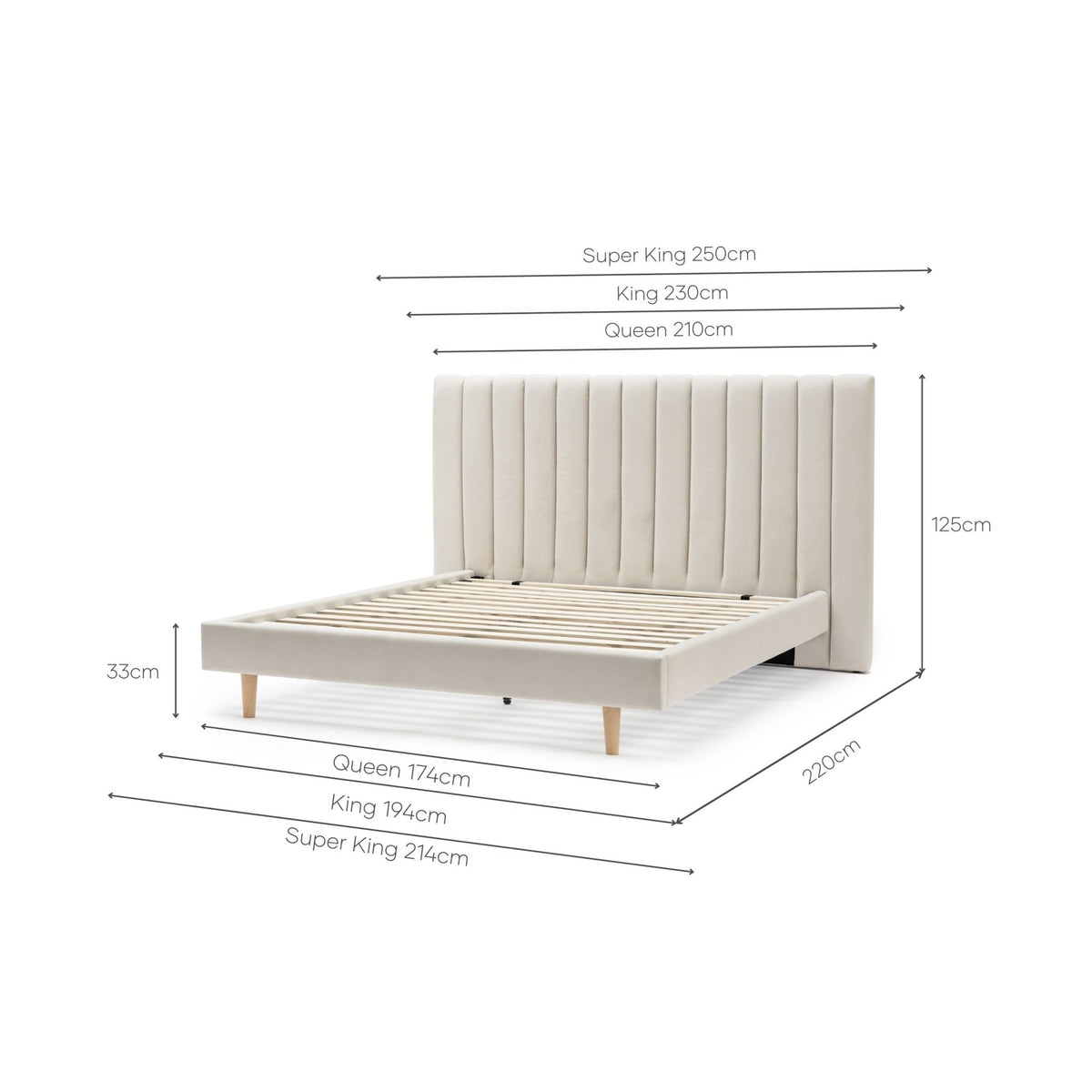 Martina Standard Bed - Beige - Beds Loom Collection Loom Collection Dubai