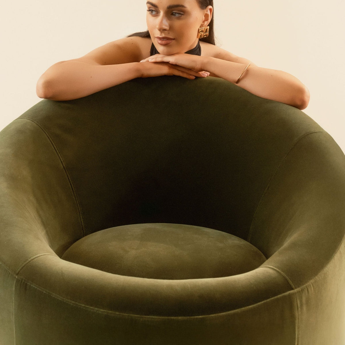 Meg Swivel Chair - Moss - Accent Chairs Loom Collection Loom Collection Dubai