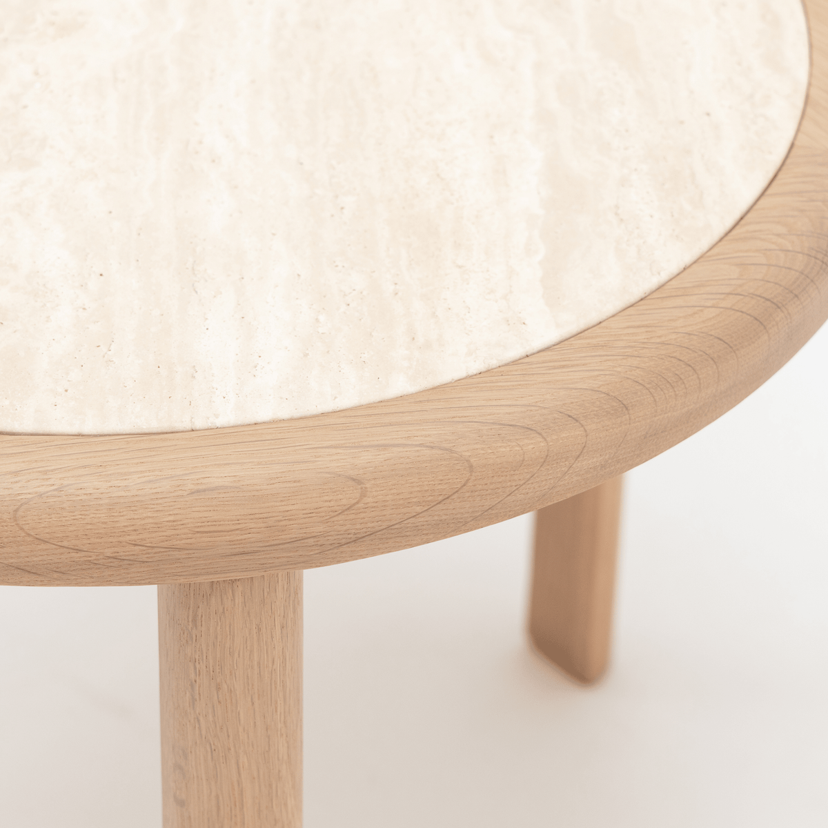 Meld Side Table - Blonde Oak & Travertine - Side Tables Tolv Loom Collection Dubai