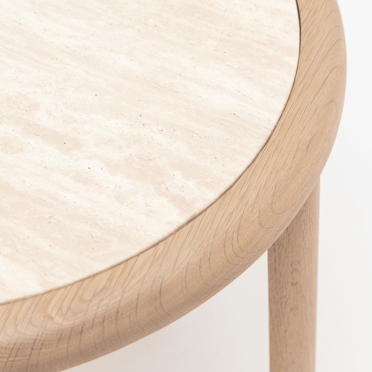 Meld Side Table - Blonde Oak & Travertine - Side Tables Tolv Loom Collection Dubai