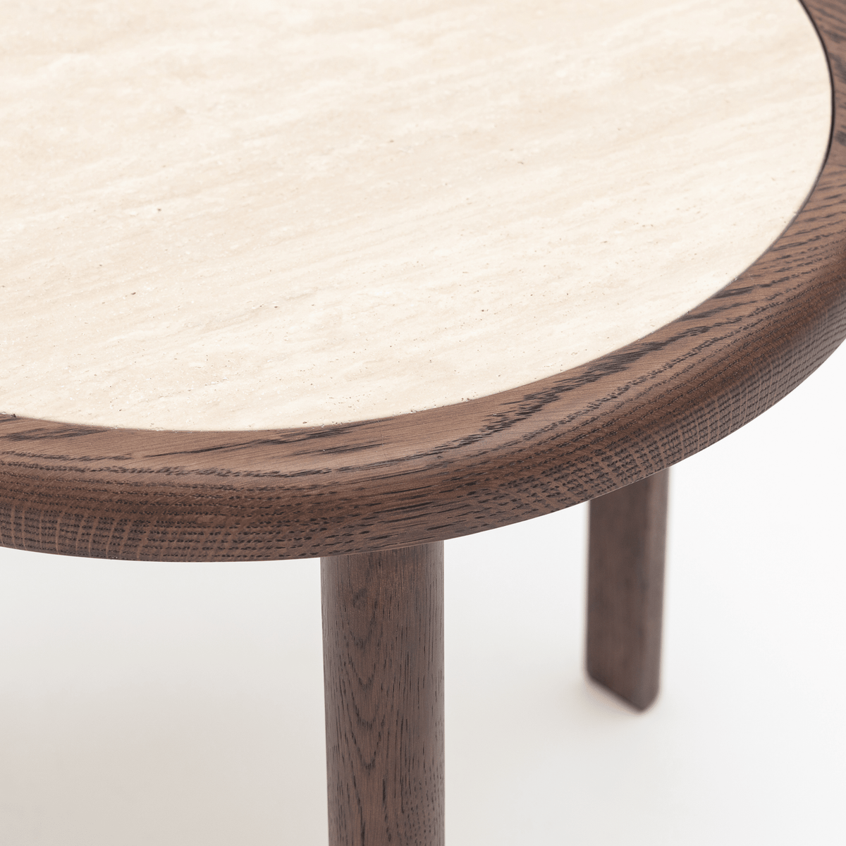 Meld Side Table - Espresso Oak & Travertine - Side Tables Tolv Loom Collection Dubai