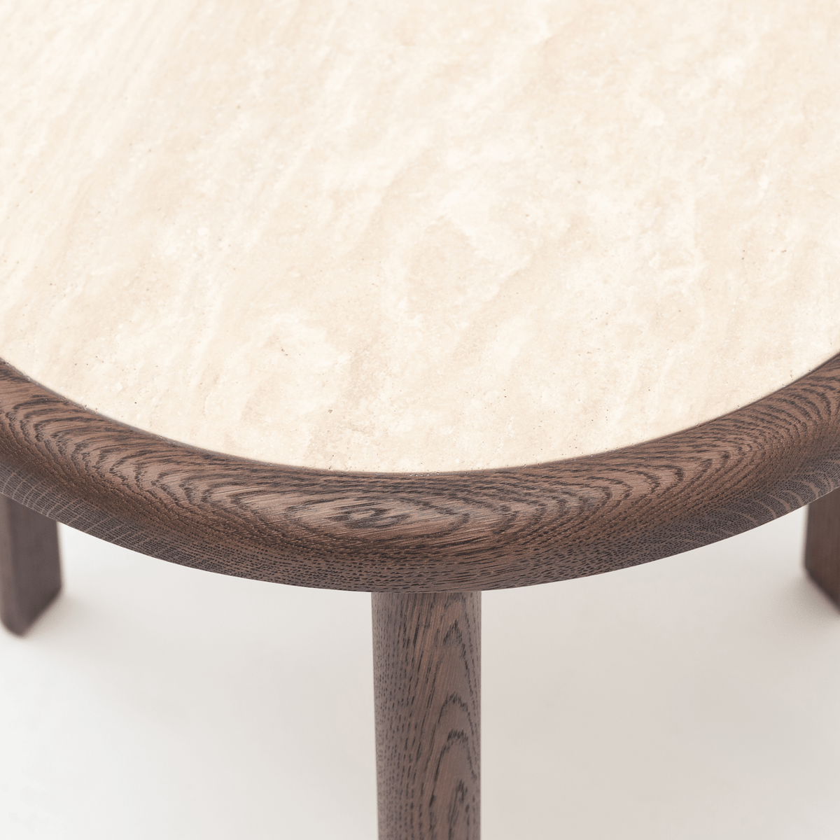 Meld Side Table - Espresso Oak & Travertine - Side Tables Tolv Loom Collection Dubai