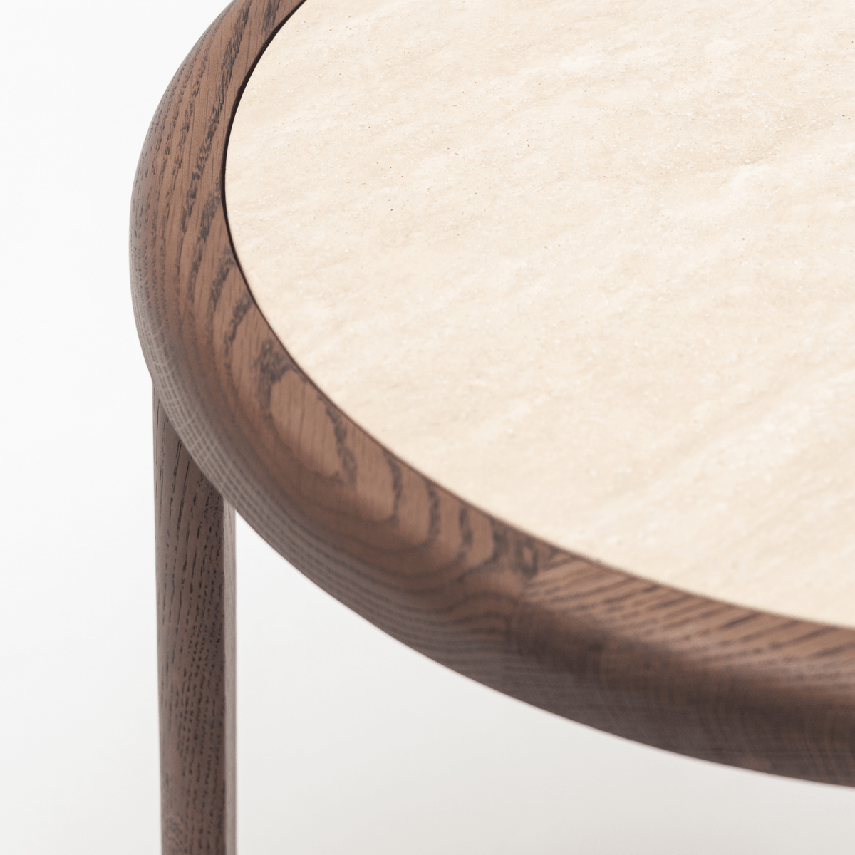 Meld Side Table - Espresso Oak & Travertine - Side Tables Tolv Loom Collection Dubai