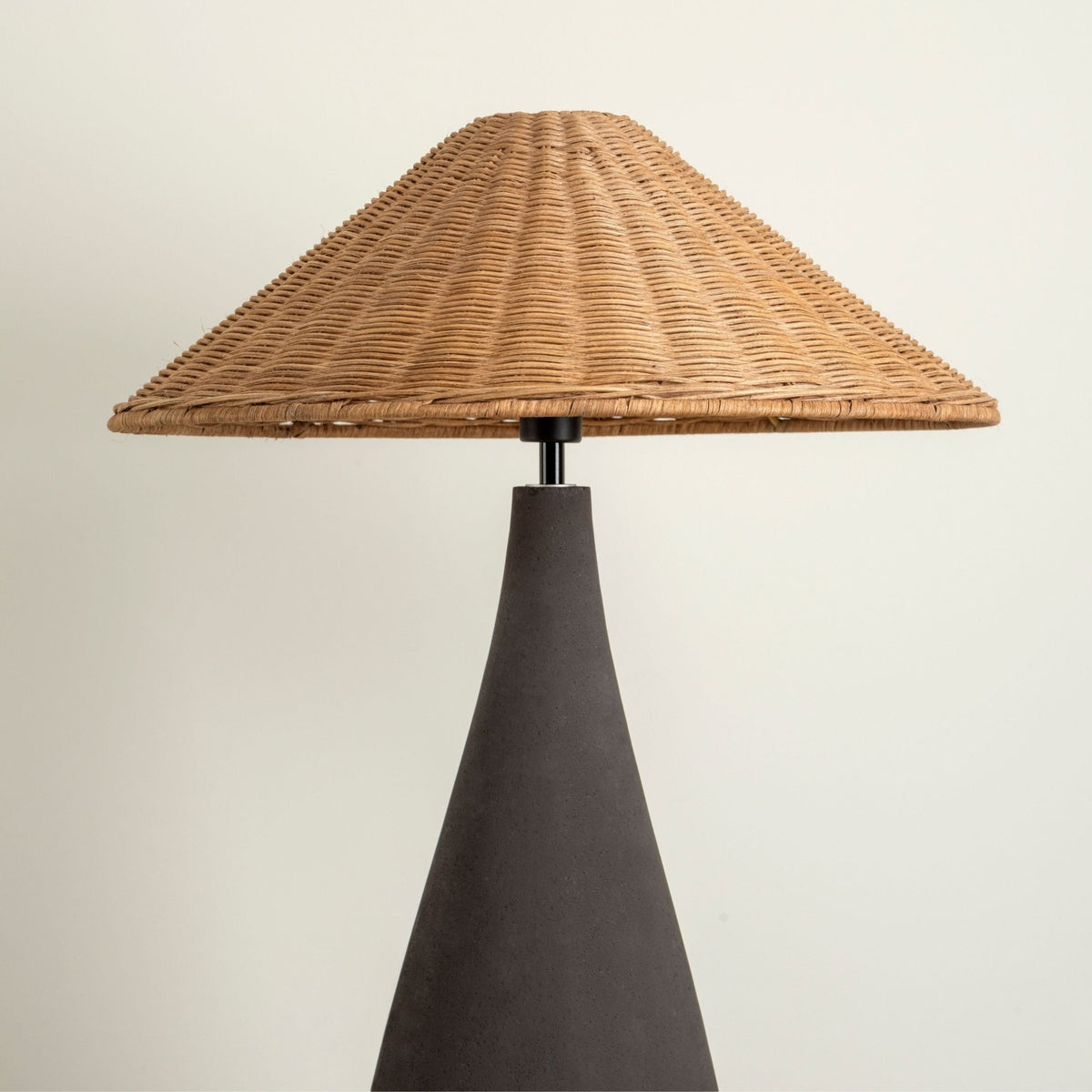 Miata - Charcoal Concrete And Rattan Table Lamp - Table Lamps Lights&Lamps Loom Collection Dubai