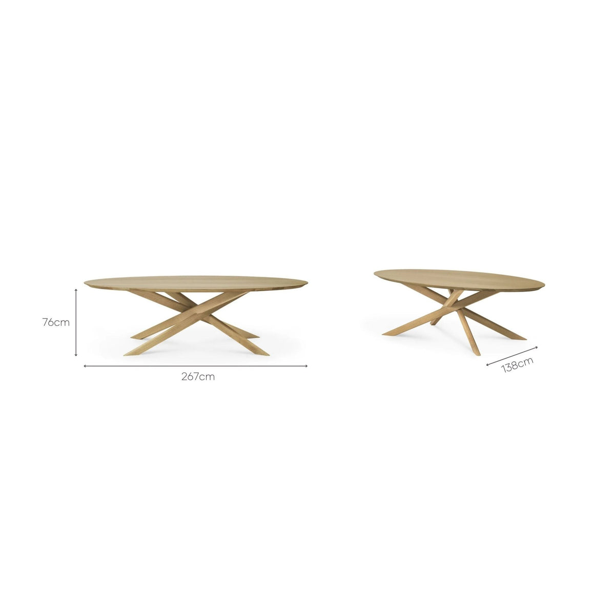 Mikado Oval Dining Table - Oak - Oval Dining Tables Ethnicraft Loom Collection Dubai