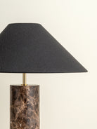 Morola - 1 Light Large Brown Marble Cylinder Table Lamp