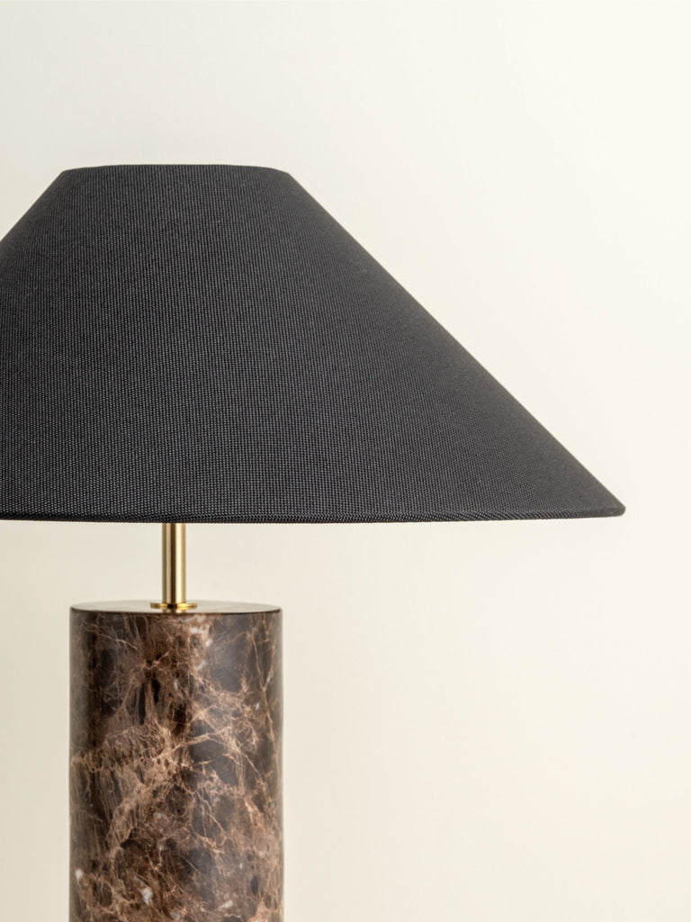 Morola - 1 Light Large Brown Marble Cylinder Table Lamp.