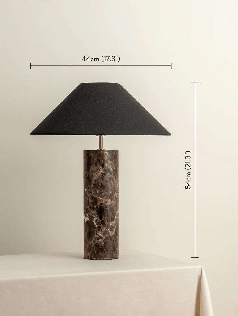 Morola - 1 Light Large Brown Marble Cylinder Table Lamp.