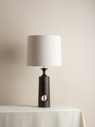 Morton - Dark Wood And Linen Table Lamp.