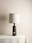 Morton - Dark Wood And Linen Table Lamp.