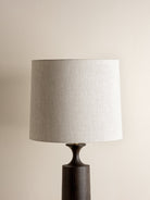 Morton - Dark Wood And Linen Table Lamp.