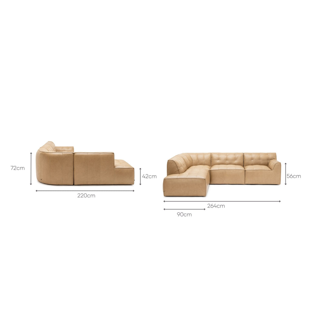 Muse Corner Open End Sofa - Arena Leather - Loom Collection