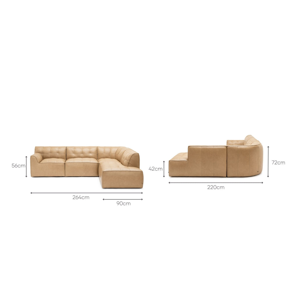 Muse Corner Open End Sofa - Arena Leather - Loom Collection