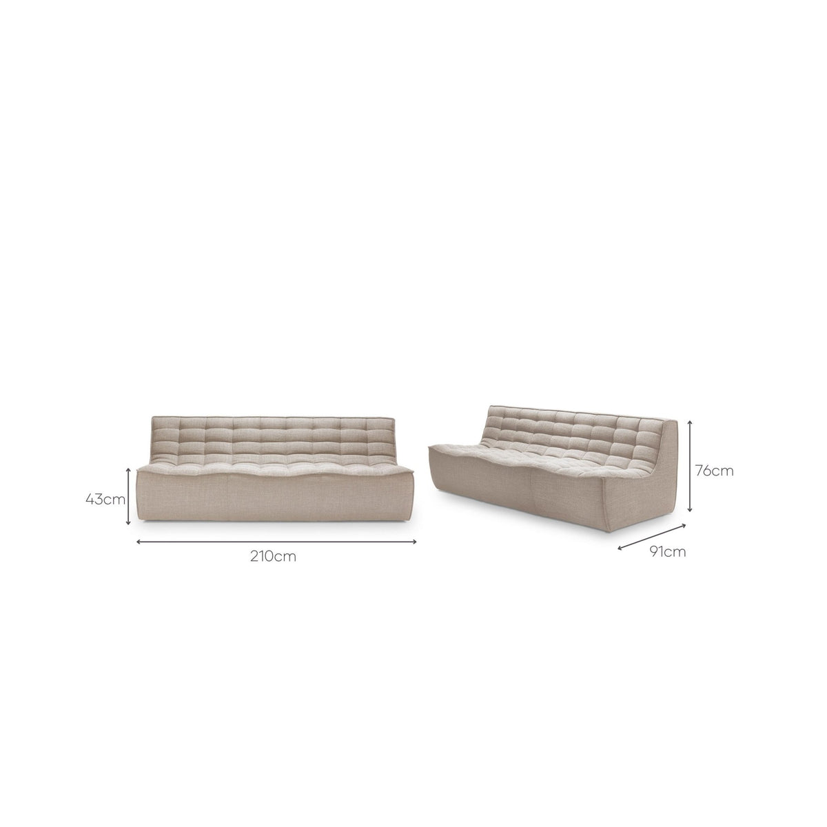 N701 Sofa - Beige - 3 Seater - Sofas Ethnicraft Loom Collection Dubai