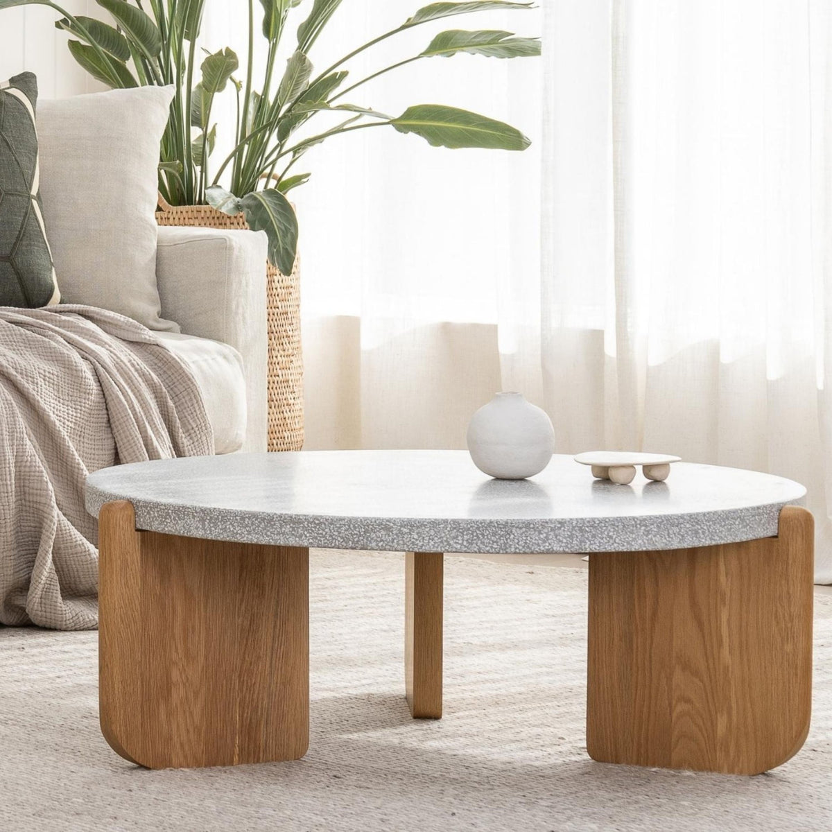 Native Coffee Table - Warm Cement & Light Oak - Coffee Tables Tolv Loom Collection Dubai