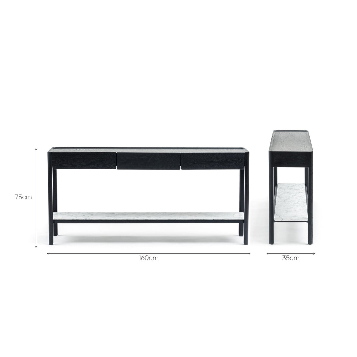 Nell Console - Black Oak & Bianca Carrara - Console Table with Storage Tolv Loom Collection Dubai