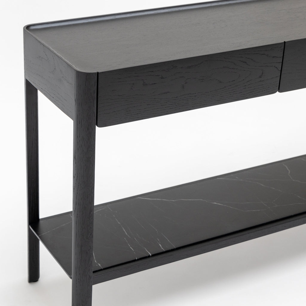 Nell Console - Black Oak & Nero Marquina - Loom Collection