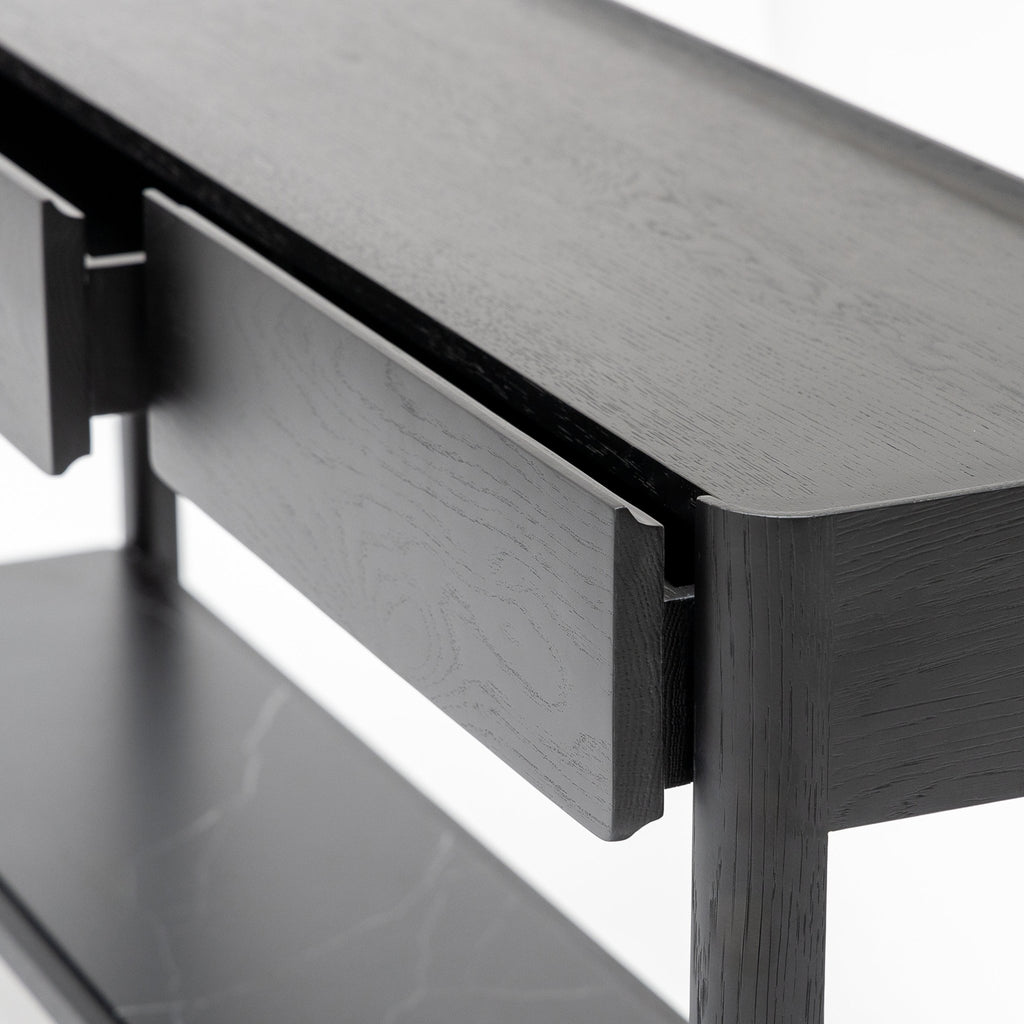 Nell Console - Black Oak & Nero Marquina - Loom Collection