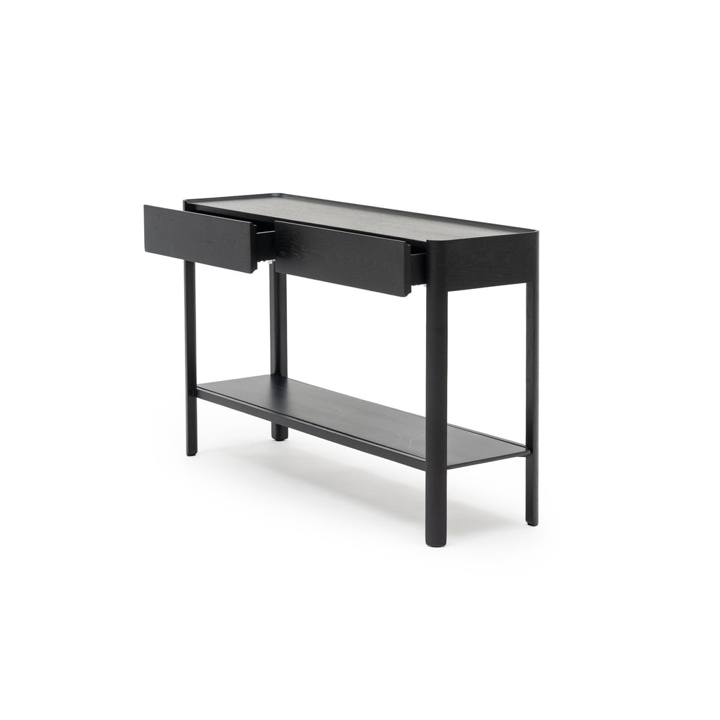 Nell Console - Black Oak & Nero Marquina - Loom Collection