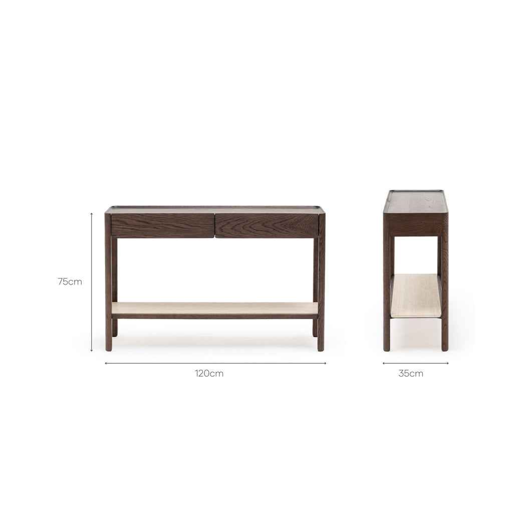 Nell Console - Espresso Oak & Travertine - Console Table with Storage Tolv Loom Collection Dubai
