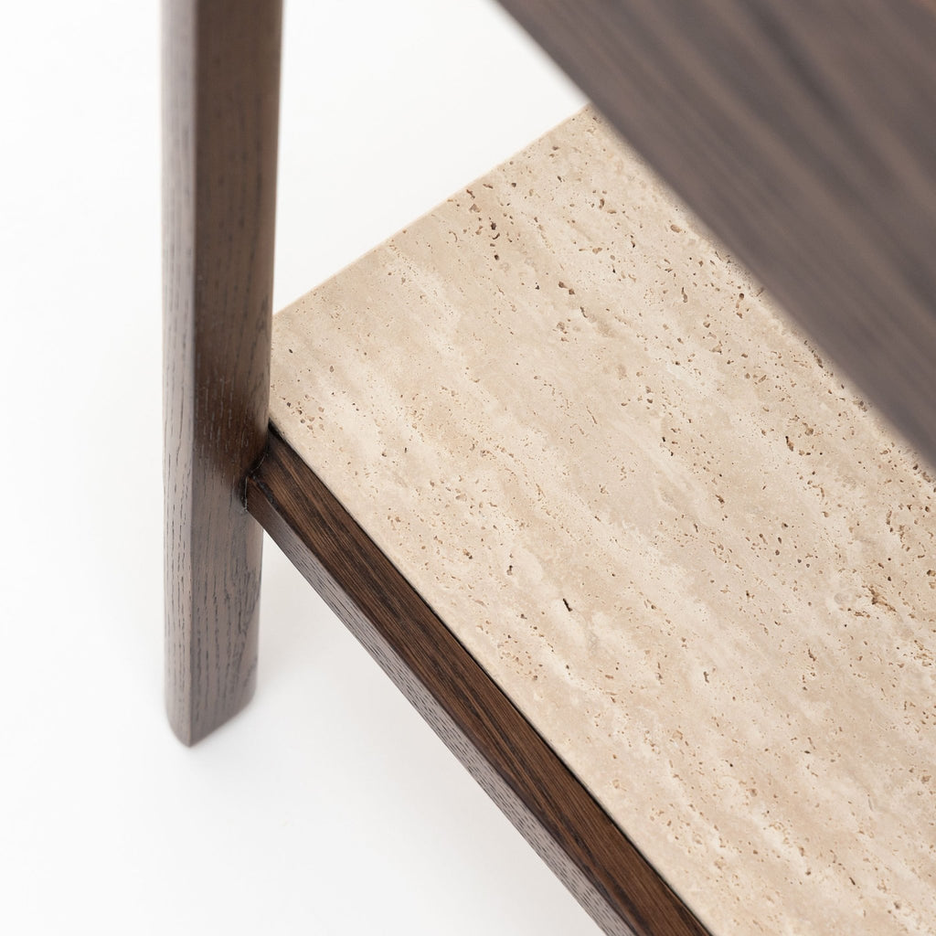 Nell Console - Espresso Oak & Travertine - Console Table with Storage Tolv Loom Collection Dubai