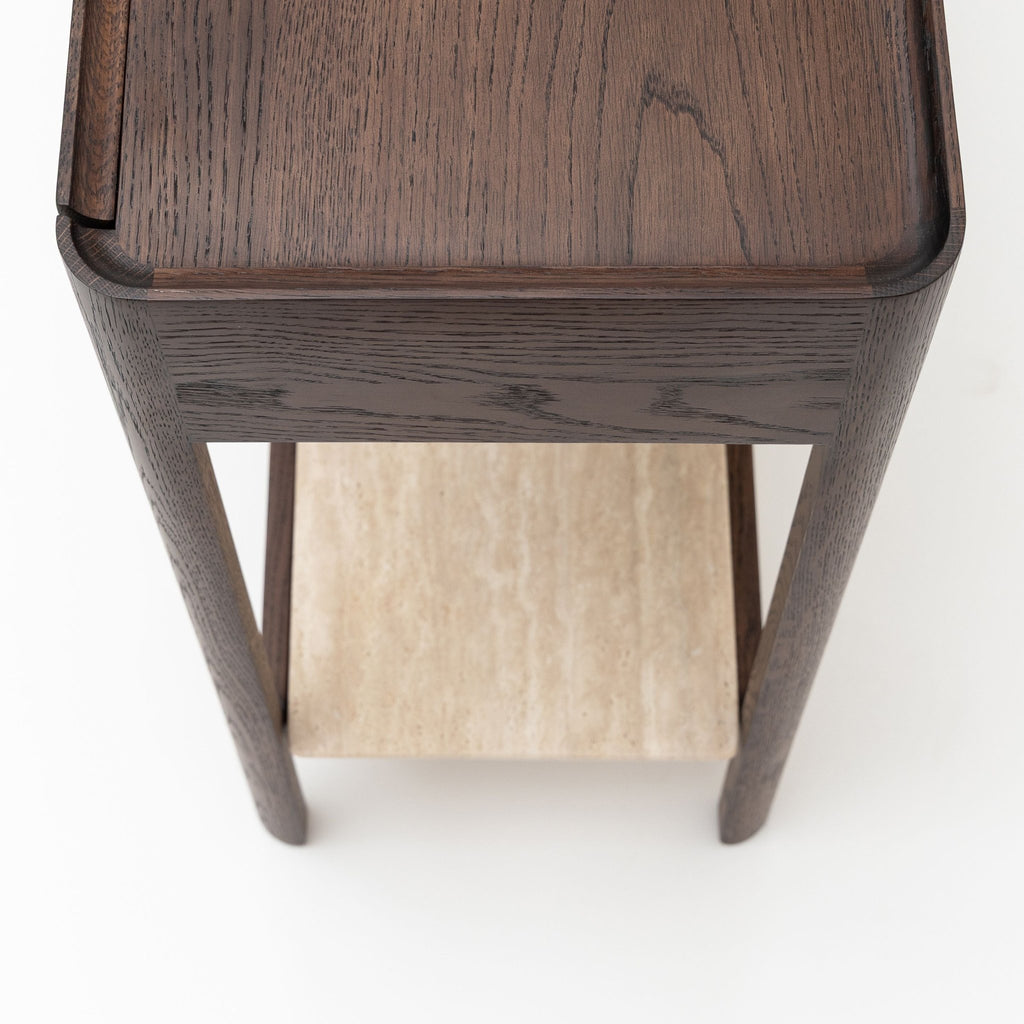 Nell Console - Espresso Oak & Travertine - Console Table with Storage Tolv Loom Collection Dubai