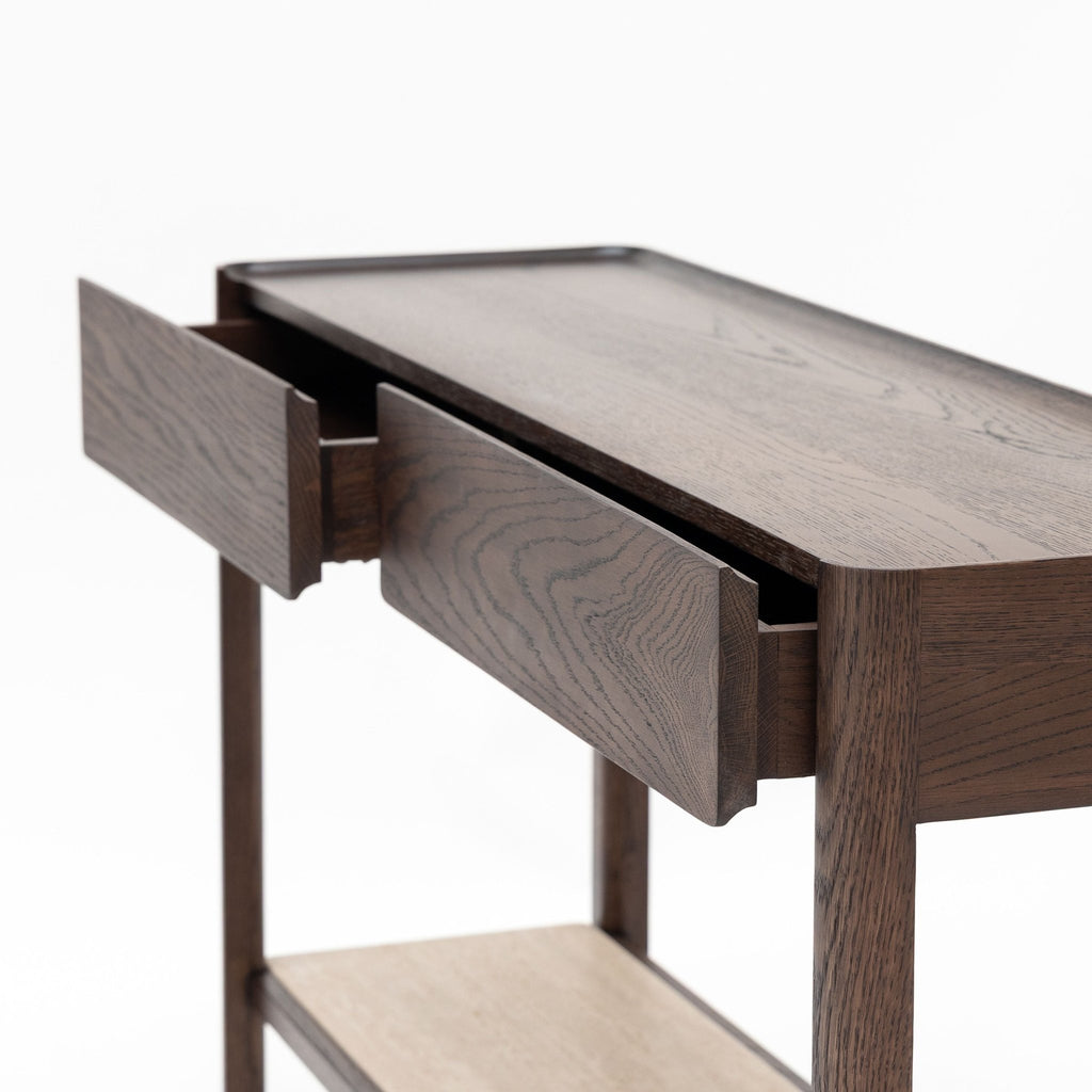 Nell Console - Espresso Oak & Travertine - Console Table with Storage Tolv Loom Collection Dubai
