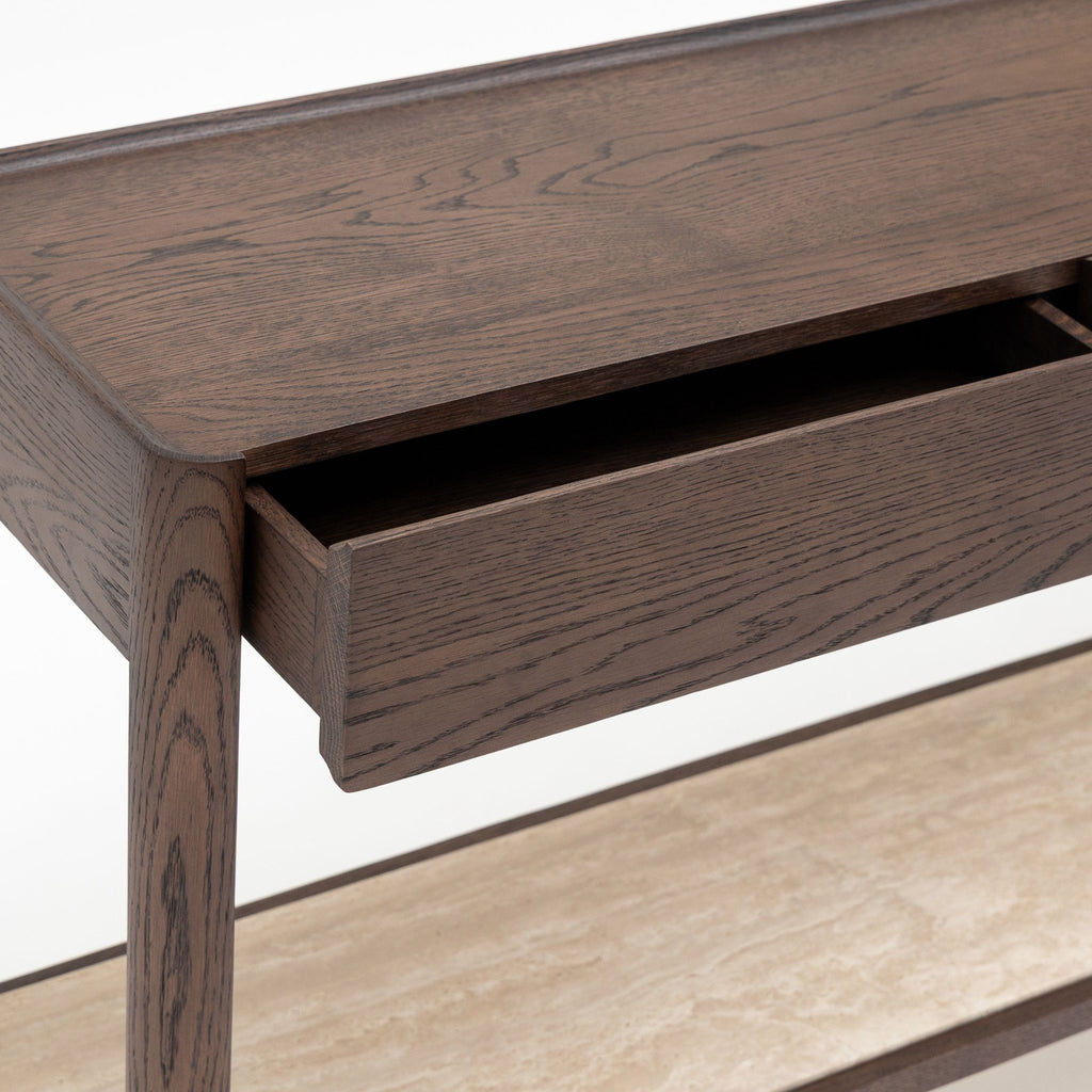 Nell Console - Espresso Oak & Travertine - Console Table with Storage Tolv Loom Collection Dubai