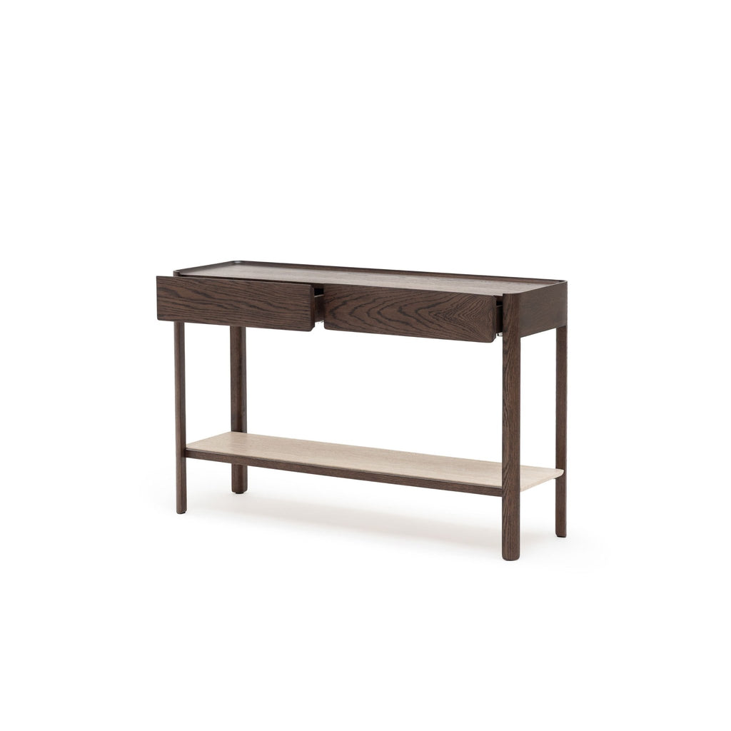 Nell Console - Espresso Oak & Travertine - Console Table with Storage Tolv Loom Collection Dubai
