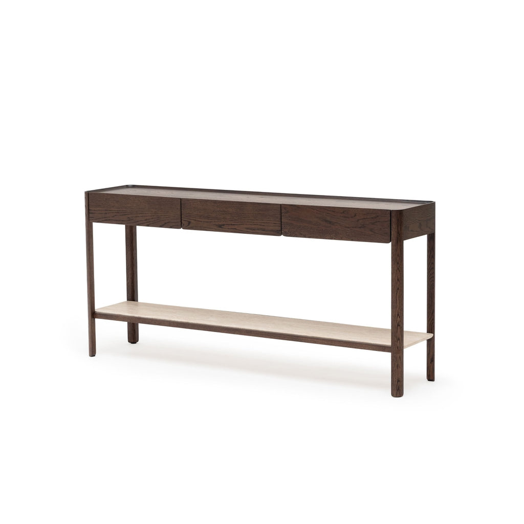 Nell Console - Espresso Oak & Travertine - Console Table with Storage Tolv Loom Collection Dubai