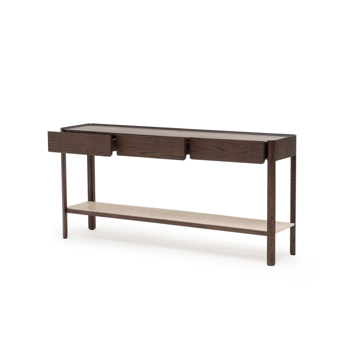 Nell Console - Espresso Oak & Travertine - Console Table with Storage Tolv Loom Collection Dubai
