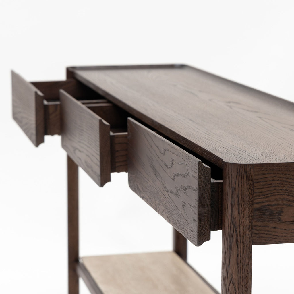 Nell Console - Espresso Oak & Travertine - Console Table with Storage Tolv Loom Collection Dubai