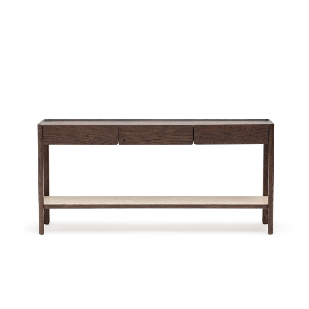 Nell Console - Espresso Oak & Travertine - Console Table with Storage Tolv Loom Collection Dubai