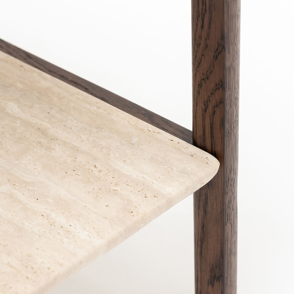 Nell Console - Espresso Oak & Travertine - Console Table with Storage Tolv Loom Collection Dubai