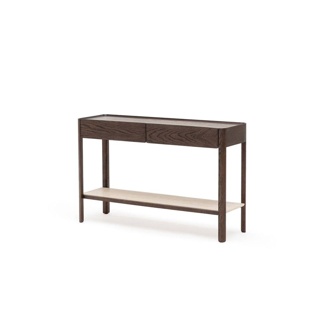 Nell Console - Espresso Oak & Travertine - Console Table with Storage Tolv Loom Collection Dubai