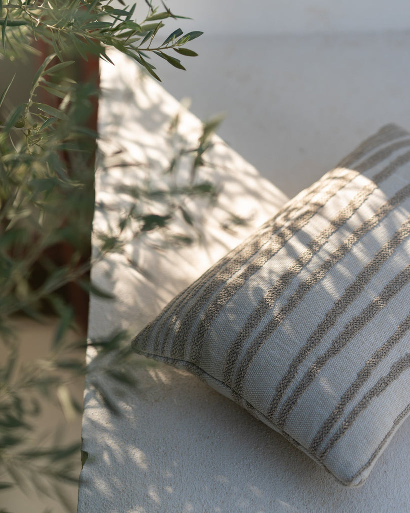 Nomad Stripes Outdoor Cushion - White - Lumbar - Loom Collection